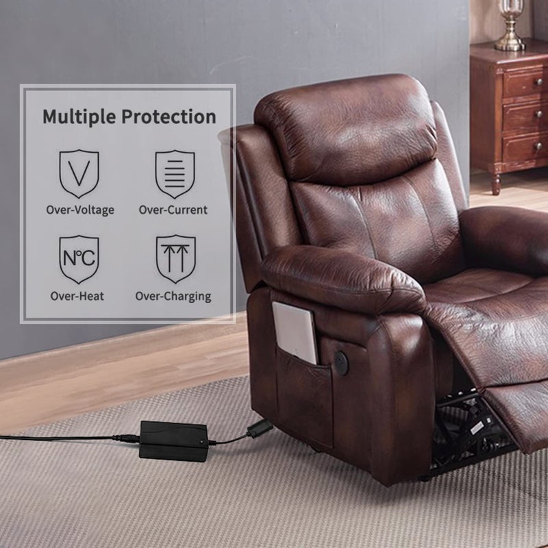 CUGLB Lift Chair AC/DC Switching Power Supply Transformer, 29V 2A Power Recliner Transformer with 4Ft AC Cord and 6.5Ft Motor Cable - Image 4